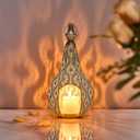 11.6inch Moroccan Lantern Lamp Decorative Candle Holders for Ramadan Decorations, Hanging, Outdoor Patio or Porch, Indoor Home DecorWhite