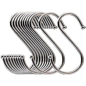 Lysas 20-Pack Round S Shaped Metal, Hooks Hangers for Kitchen, Bathroom, Bedroom and Office