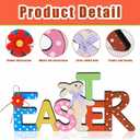 Funny Easter Table Decorations - Colourful Wooden Bunny Easter Sign, Freestanding Spring Easter Decorations for Home, Kitchen, Office, Mantel, Shelf, Tiered Tray, Rustic Farmhouse Party Decor
