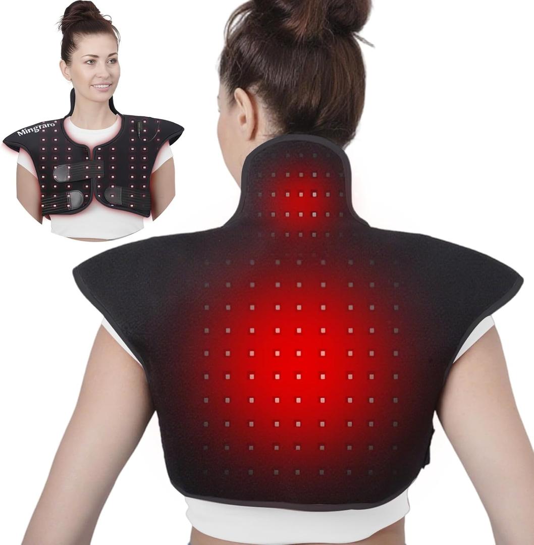 Red Light Therapy for Neck and Shoulder, 165 LEDs Wearable Wrap for Home & Office Use, 3 Modes 660nm 850nm NIR for Muscle Relaxation, Tension Relief for Fitness & Seniors, Black