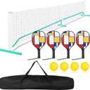 Pickleball Net Set for Driveway, 22 FT Regulation Size Portable Pickleball Nets with Carrying Bag, Steady Metal Frame, Portable Pickle Ball Net w/4 Pickle Balls,Easy Setup for Outdoor Indoor