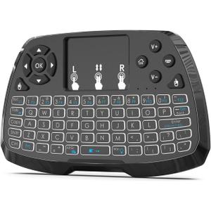 A3 Mini Keyboard, 2.4GHz Wireless Keyboard with Touchpad, Portable QWERTY Keypad with RGB Backlit, USB Dongle Rechargeable Li-ion Battery for Android TV Box/Mac/PC