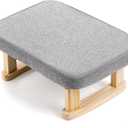 Lawei Small Footstool Ottoman, Rectangle Fabric Foot Stool Rest with Wooden Legs and Non-Slip Soft Padding, Modern Footstools Step for Couch, Desk, Office, Living Room, Bedroom, Entryway, Dogs, Gray  9.84"D x 15.35"W x 6.69"H