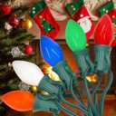 Outdoor C7 Christmas Lights, 25FT Vintage Christmas String Lights Multicolor Plug-in Waterproof E12 Base (5W) for Indoor Xmas Tree/Outdoor Holiday House Roofline, Garden, Patio, Party Decor