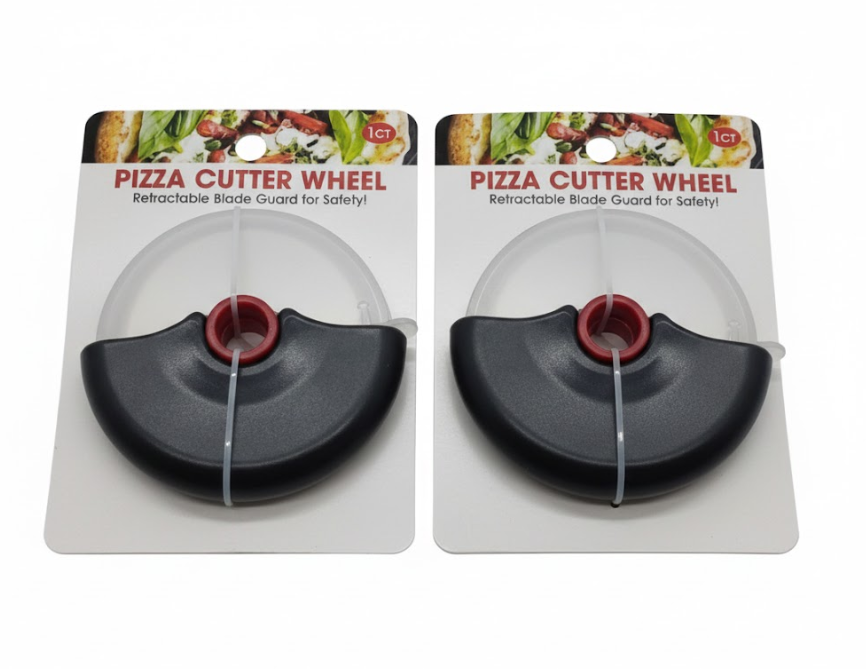 Pizza Cutter slicer with Wheel retractable blade guard for safety by Gwen 2 Pack