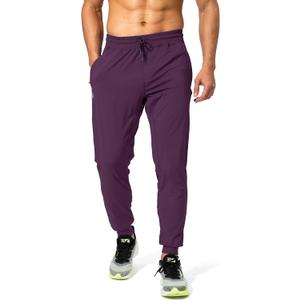 G Gradual Men's Sweatpants with Zipper Pockets Athletic Pants Traning Track Pants Joggers for Men Soccer, Running, Workout (Red, L)