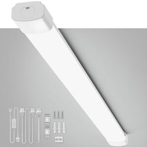 Plug in Light 4FT Linkable LED Utility Shop Light Fixture, 5000K Plug in Ceiling Light, 36W Overhead Lighting Bar for Room Workbench Cabinet Closet Garage, IP65 Waterproof TubeLight