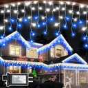 1620 LED Christmas Lights Outdoor 164 FT with 360Drops, Christmas Decorations Hanging Lights 12 Modes, Dimmable Fairy String Lights for Wedding Party Holiday Winter Wonderland Decor Blue & White