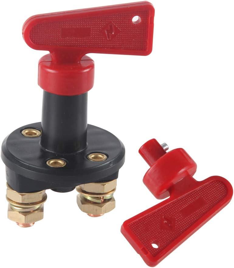 MIDYA Battery Disconnect Isolator Master Switch 12V/24V 200A-500A for 5 seconds Car with 2 Removable Key Yacht Rotary Switch Isolator Master Power Cut Out/Off Kill Switch