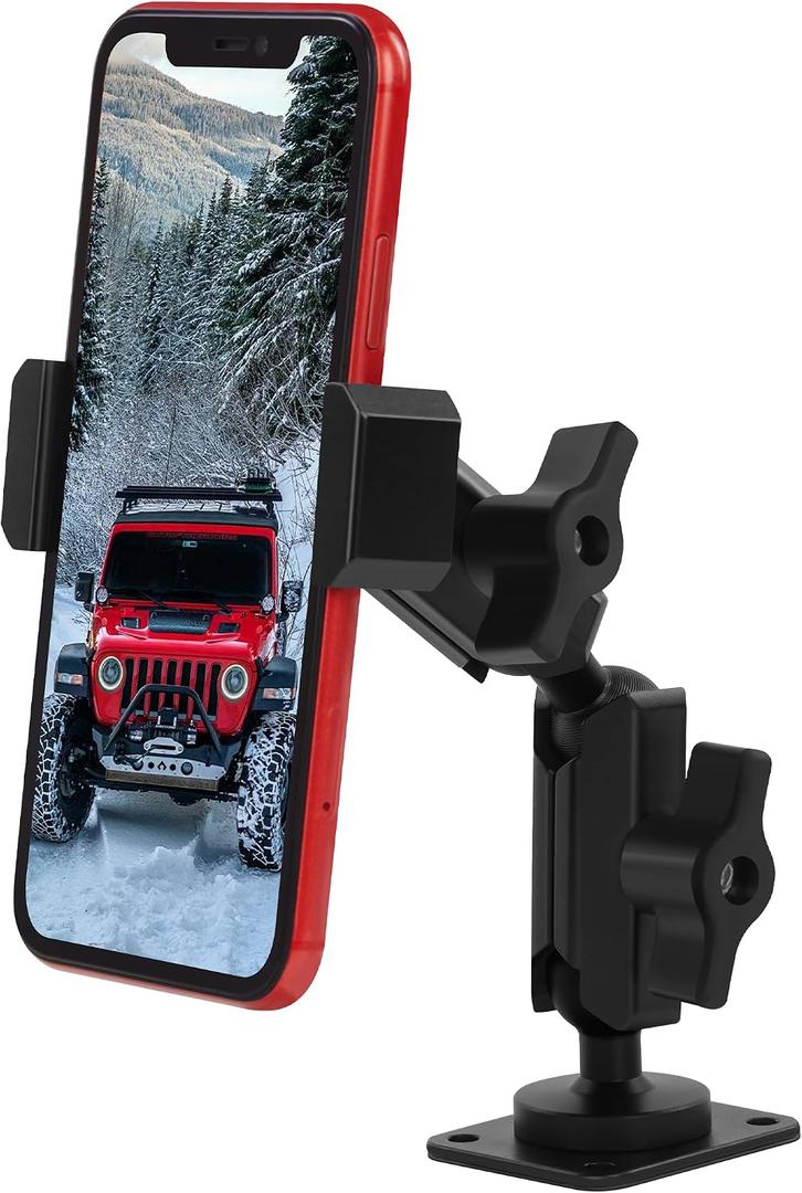 Nilkatss Aluminum Alloy Phone Mount for 2024+ Jeep Wrangler JL/JLU/4XE & Gladiator JT, 360 Adjustable 2024-2025 Wrangler Cell Phone Holder, Fits Secure 4.7"-6.8" Phone Including iPhone/Samsung
