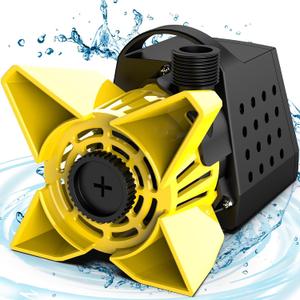 3200GPH Pond Pump, 200W Submersible Water Pump with 33FT Power Cord & Barrier Bag, 2 Hose Adapters, 20FT. Lift Height for Garden Ponds, Fountains, Waterfalls, Water Circulation (Yellow)
