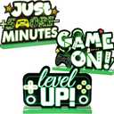 Frienda 3 Pcs Video Games Party Decorations Centerpieces Wood Level up Game on Birthday Table Decorations Gamer Party Centerpieces Pixelated Table Sign for Boys Kids Birthday Parties(Green)