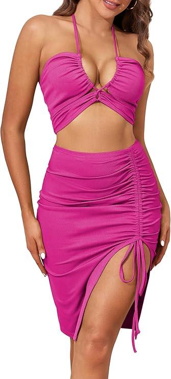 ZAFUL Women's Sleeveless Dress Sexy Midi Halter Dresses Criss Cross Cami Womens Casual Clothes for Party, Size S