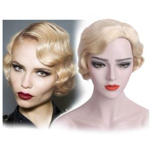 STfantasy 20S Finger Wave Wig Flapper Curly Synthetic Hair for Women 1920s Cosplay Costume Halloween Party Daily Everyday Wear (Blonde)