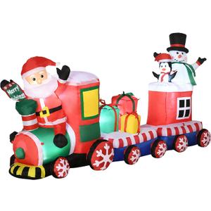 Outsunny 8ft Christmas Inflatables Outdoor Decorations Train with Santa Claus, Snowman, Penguin and Gift Boxes, Blow-Up LED Yard Christmas Decor for Lawn Garden Party Outsunny 8ft Christmas Inflatables Outdoor Decorations Train with Santa Claus, Snowman, Penguin and Gift Boxes, Blow-Up LED Yard Christmas Decor for Lawn Garden Party