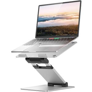 Nulaxy Laptop Stand, Ergonomic Sit to Stand Laptop Holder Convertor, Adjustable Height from 2.1" to 13.8", Supports up to 22lbs, Compatible with MacBook, All Laptops Tablets 11-17" - Silver