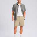 Pudolla Men's Casual Shorts 7"/9"/5" Lightweight Golf Shorts with 3 Pockets Stretch Quick Dry Comfy Work Shorts (Beige, XXL)