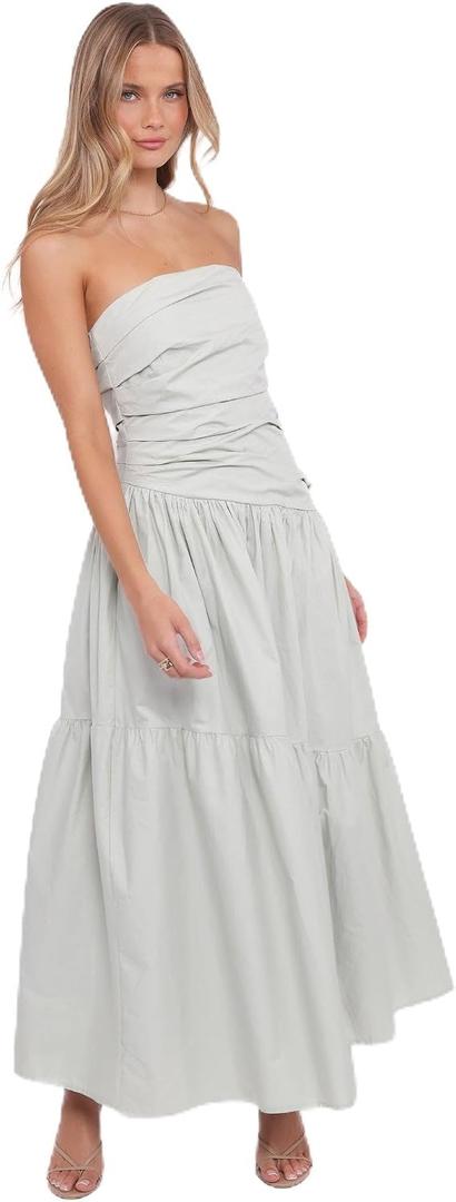 Petal & Pup Women's Blanche-Strapless-Maxi-Dress-Mint, X-Large