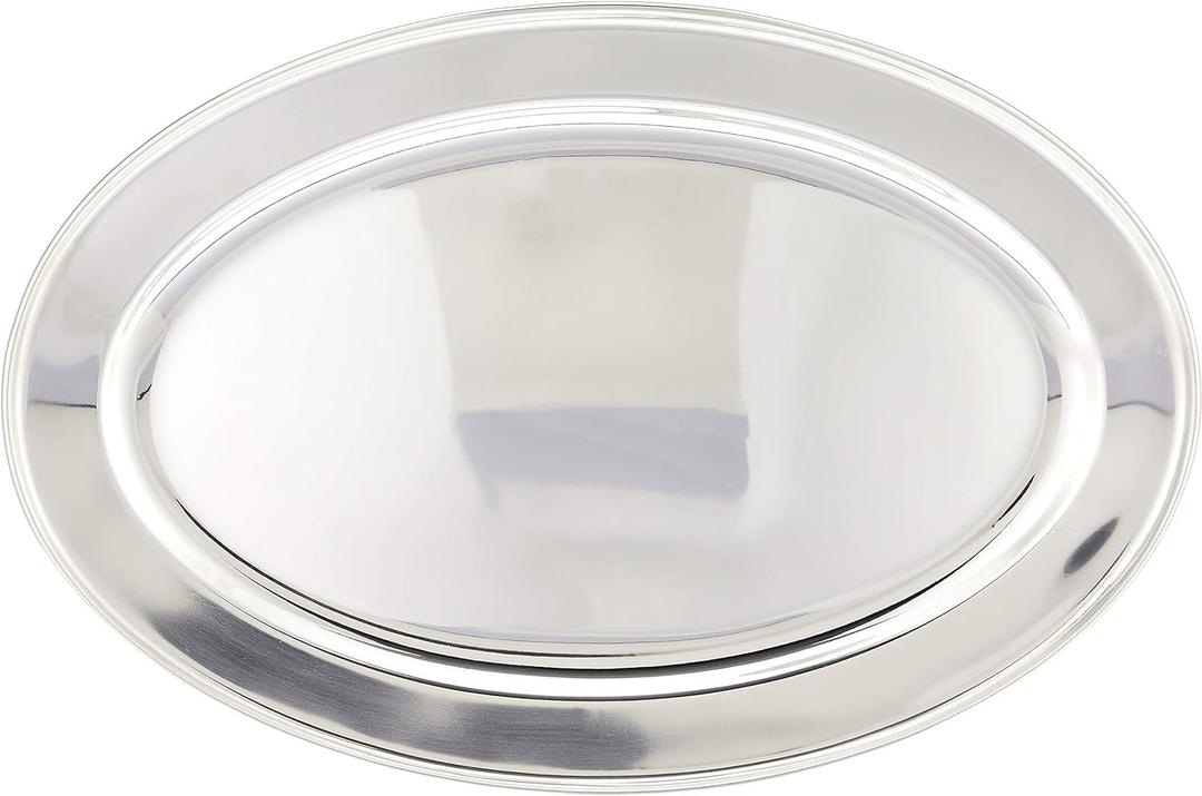 Winco OPL-18 Stainless Steel Oval Platter, 18-Inch by 11.5-Inch