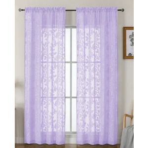 OVZME Darla Lavender Sheer Curtains 84 Inches Long 2 Panels, Light Filter Soft Lightweight Textured Solid 3D Jacquard Window Treatments, Bedroom Living Room Curtains with Dual Rod Pocket, 42Wx84L