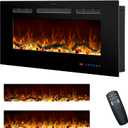 36 Inches Electric Fireplace Inserts, Recessed and Wall Mounted Fireplace Heater for Indoor Use with Remote Control, 13 Color Flames with Log &Crystal, 9H Timer, 750/1500W