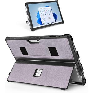 Case for 12.3" Microsoft Surface Pro 7+/7/6/5/4 Protective Rugged Cover Case, with Surface Pen Holder and Hand Strap, Compatible with Surface Pro Type Cover Keyboard (Light Purple)