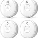 Smoke Detector, 10-Year Smoke Alarm with Photoelectric Sensor and Built-in 3V Lithum Battery, Fire Alarm with Test Button and Low Battery Warning, Fire Safety for Home, 4 Pack