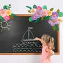 codree 34 Pcs/2Set 3D Flowers Classroom Bulletin Board Decoration, Paper Flowers Chalkboard Wall Classroom Decor, Colorful Floral Bulletin Board Cutouts Border for Back to School Graduation Home Decor