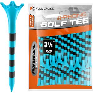 Professional Plastic Golf Tees 100 Pack (3-1/4" or 2-3/4"), Enhanced Durability & Stability, Engineered to Minimize Friction and Side Spin