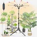 10Head Grow Light on Stand for Large&Tall Indoor Plants, Bonsai Tree, Bright and Big Coverage Plant Growing Lamps, 4/8/12/16/20H Timer, 90 Watt Power Draw, NO Need Adapter, 360 Gooseneck