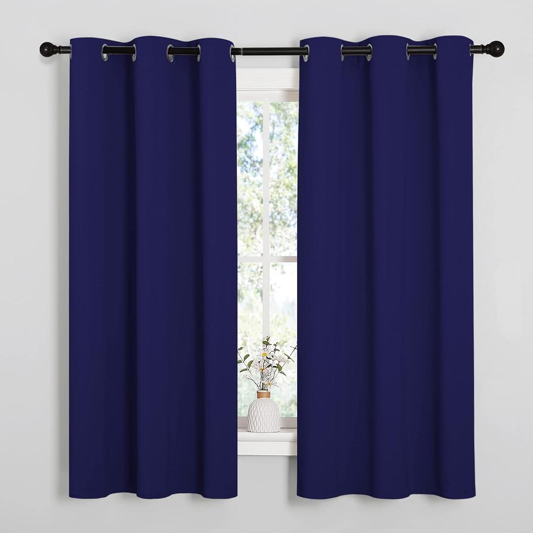 NICETOWN Room Darkening Curtains for Kitchen, Royal Blue, Set of 2, 42 inches Wide by 50 inches Long, Window Treatment Thermal Insulated Solid Grommet Room Darkening Curtains/Drapes for Bedroom