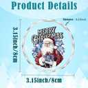 ZOFGUO Blue Chinoiserie Christmas Santa Ornament, Grandmillennial Santa Gift Box Clear Christmas Ornaments Decorations, Vintage Xmas Decorative Hanging Glass Ornament for Xmas Tree Car Holiday Decor