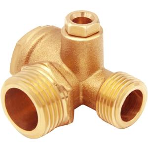 Solid Brass 3-Port Air Compressor Check Valve M10*1 x G3/8" x G1/2" Male Female Threaded Tube Connector Non-Return Valve