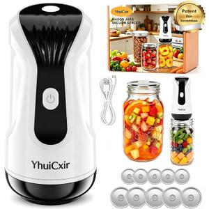 Mason Jar Vacuum Sealer with Reusable Wide & Regular Mouth Lids | Fast Vacuum Sealing, Easy to Open Lids, Portable Electric Canning Sealing Machine for Meal Prep & Pantry Food Preservation
