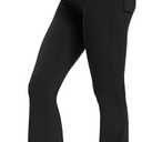 Women's Flare Leggings with Pockets High Waisted Butt Lifting No Front Seam Tummy Control Bootcut Yoga Pants for Women, M