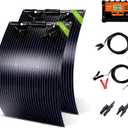 200W Flexible Solar Panel Kit, Lightweight Monocrystalline Ultra-Flexible Bendable Mono Off-Grid Charger with 30A Charge Controlle for 12-24V Battery Charging Car Battery Camping Stuff (2 * 100W)