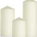 Dripless 3x4 3x6 3x8 Inch Ivory Pillar Candles, 3 Packs Unscented Long Lasting Large Different Sizes Cylinder Column Wax Candles for Home Table Decor Power Outage Emergency