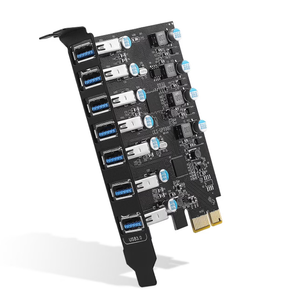 PCI-E to USB 3.0 7-Port(7X USB-A ) Expansion Card ,PCI Express USB Add in Card , Internal USB3 Hub Converter for Desktop PC Host Card Support Windows 10/8/7/XP and MAC OS 10.8.2 Above 