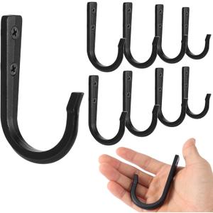 Wall Hooks for Hanging Coat/Towel - 50LB Screw in Metal Hanger Wall Mount, for Outdoor, Closet, Door, Bathrooms, Backpack, Robe, Black 12 Sets