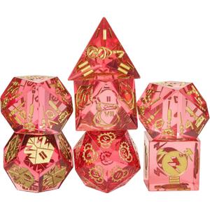 Cusdie Sharp Edges DND Dice, 7 PCs D&D Dice, Handcrafted Polyhedral Dice Set, for Role Playing Game Pathfinder (Red/Roman Numerals) Cusdie Sharp Edges DND Dice, 7 PCs D&D Dice, Handcrafted Polyhedral Dice Set, for Role Playing Game Pathfinder (Red/Roman Numerals)