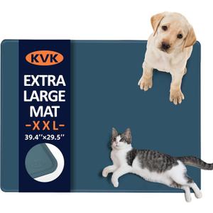 KVK Dog Food Mat, 39.4×29.5in Extra Large Silicone Pet Feeding Mat - Waterproof, Non - Slip, Chew - Resistant for Food & Water, Protect Floors (Royal Blue)