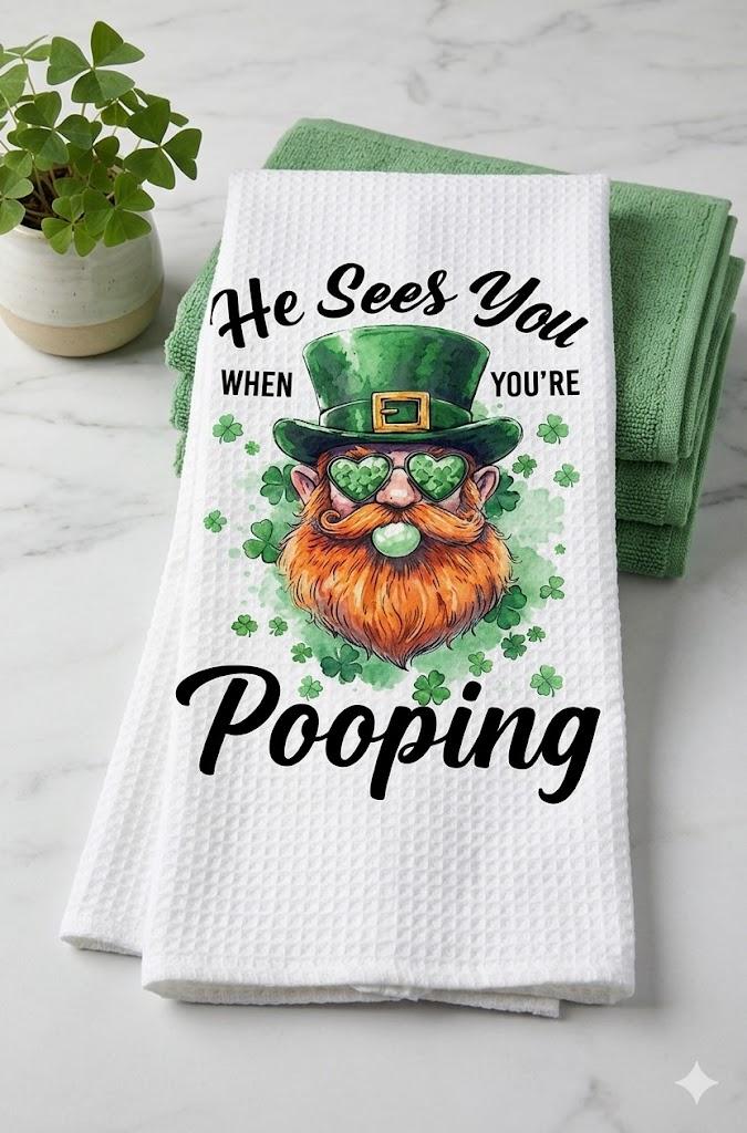 St Patricks Day Kitchen Towels, St Patricks Day Decorations, Cherry Bow Shamrock Lucky Charms Decoration, Shamrock Hand Towels for Spring Seasonal Home Kitchen Bathroom Bar 16x24 Inch