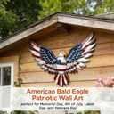 Large American Eagle Patriotic Wall Decor, 4th of July Decoration Metal Wall Art for Independence Day , 24" American Flag Bald Eagle Hanging Sculpture, Handmade Centerpiece for Indoor Bedroom Office Outdoor Decorations