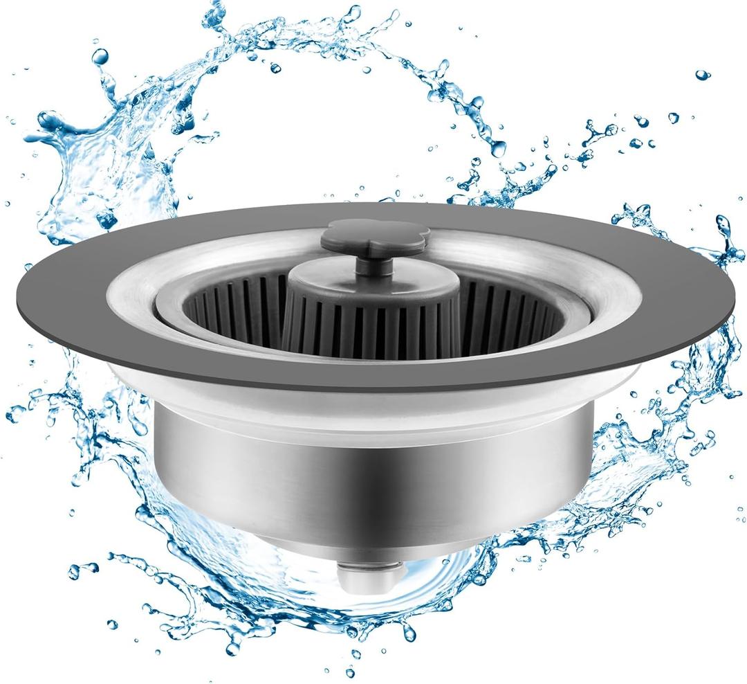 3 in 1 Kitchen Sink Stopper and Strainer Combo, Pop Up Stainless Steel Kitchen Drain Strainer, Anti-Clogging Sink Strainer Basket with Handle for Standard 3-1/2 inch Drain, 1Pack