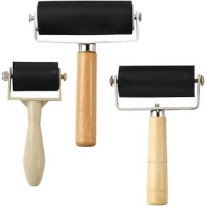 YYaaloa 3 Pack Rubber Roller Brayer Rollers 1.4/2.4/4 Inch Art Craft Roller for Printmaking,Ink,Wallpapers Stamping Gluing Tools Oil Painting Tools (Beige-1.4/2.4/4 Inch)