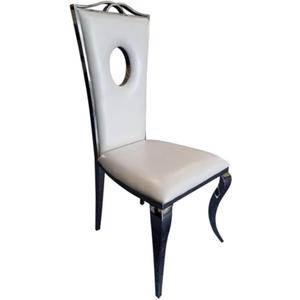 Benjara Nick Dining Chair Set of 2, Faux Leather, Foam Cushions, Silver Frame, White and Chrome Benjara Nick Dining Chair Set of 2, Faux Leather, Foam Cushions, Silver Frame, White and Chrome