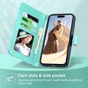 ULAK Compatible with iPhone 17 Pro Wallet Case, Women PU Leather Shockproof Protective Folio Flip Cover with [RFID Blocking] Card Holder Kickstand for 17pro 6.3 inch 2025, Mint