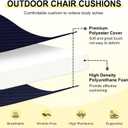 downluxe Outdoor Chair Cushions Set of 6 for Patio Furniture, Water-Resistant Patio Chair Cushions with Ties, High Density Foam Outdoor Seat Cushion, 17" X 16" X 2", Navy