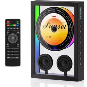 Vertical CD Player with Bluetooth 5.3,HiFi Speakers CD Player for Wall Home with FM Redio/Remote Control/RGB Light/TF Card/AUX Supported,5000mAH Battery Rechargeable Music Player