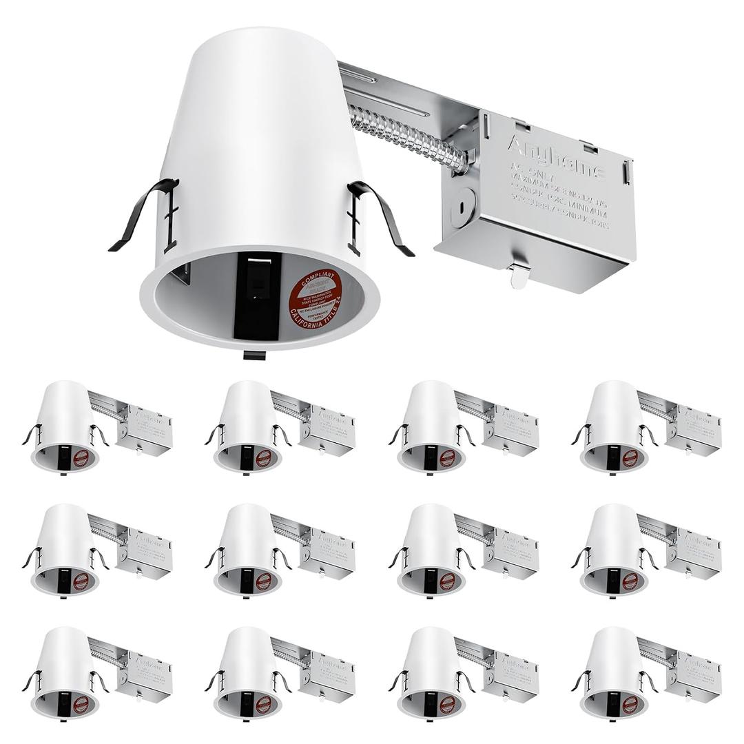 12 Pack 4 Inch Recessed Lighting Housing Remodel,Can Light Housing,IC Rated & Air Tight,E26 Connector,ETL Listed